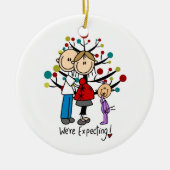 Stick Figures Protant Parents Girl Keramisch Ornament (Voorkant)