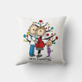 Stick Figures Protant Parents Girl Kussen (Achterkant)