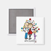 Stick Figures Protant Parents Girl Magneet (Voorkant / Achterkant)