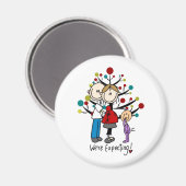 Stick Figures Protant Parents Girl Magneet (Voorkant / Achterkant)