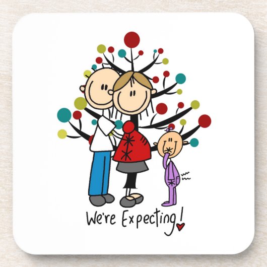 Stick Figures Protant Parents Girl Onderzetter (Voorkant)