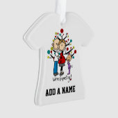 Stick Figures Protant Parents Girl Ornament (voorkant)