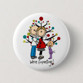 Stick Figures Protant Parents Girl Ronde Button 5,7 Cm (Voorkant)