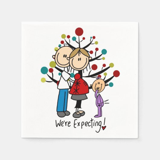 Stick Figures Protant Parents Girl Servetten (Voorkant)