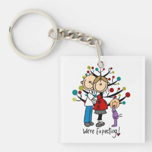 Stick Figures Protant Parents Girl Sleutelhanger