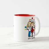 Stick Figures Protant Parents Girl Tweekleurige Koffiemok (Voorkant rechts)