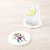 Stick Figures Protant Parents Girl Zandsteen Onderzetter (Zijkant)