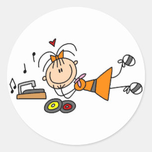 Stick Figuur 50's Girl T-shirts en Gifts Ronde Sticker