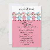 Stick Figuur Afstuderen Uitnodiging meisjes & jong (Voorkant)