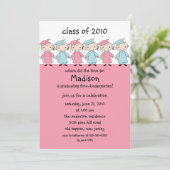 Stick Figuur Afstuderen Uitnodiging meisjes & jong (Staand voorkant)