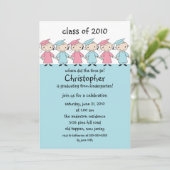 Stick Figuur Afstuderen Uitnodiging meisjes & jong (Staand voorkant)