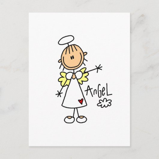 Stick Figuur Angel T-shirts en cadeautjes Briefkaart (Voorkant)