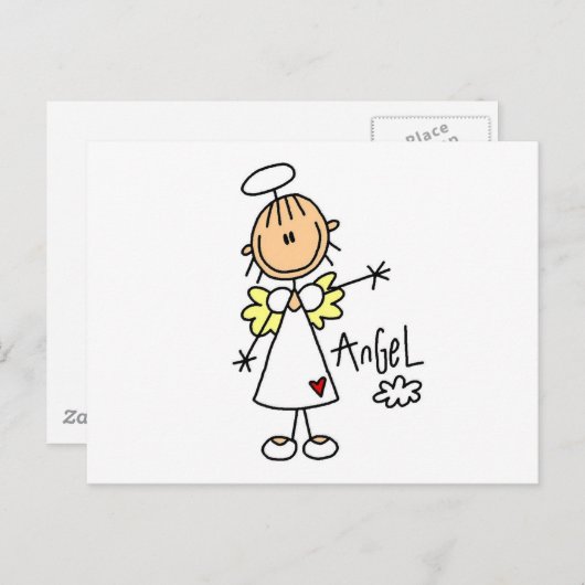 Stick Figuur Angel T-shirts en cadeautjes Briefkaart (Voorkant / Achterkant)