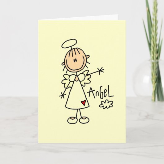 Stick Figuur Angel T-shirts en cadeautjes Kaart (Voorkant)