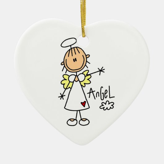 Stick Figuur Angel T-shirts en cadeautjes Keramisch Ornament (Voorkant)