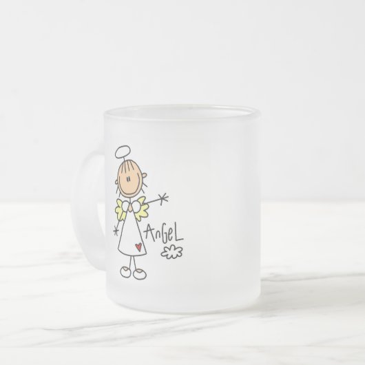 Stick Figuur Angel T-shirts en cadeautjes Matglas Koffiemok (Voorkant links)