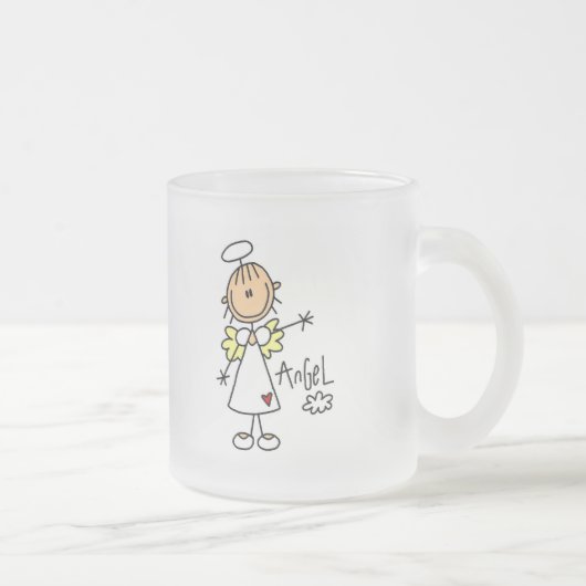 Stick Figuur Angel T-shirts en cadeautjes Matglas Koffiemok (Rechts)
