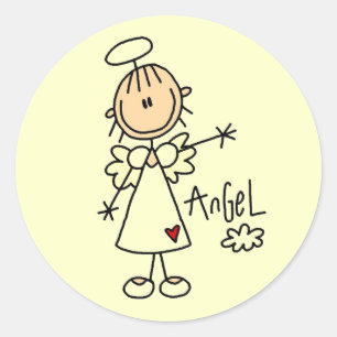 Stick Figuur Angel T-shirts en cadeautjes Ronde Sticker