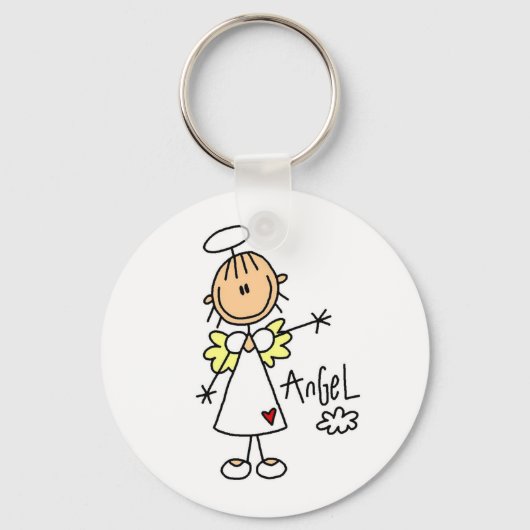 Stick Figuur Angel T-shirts en cadeautjes Sleutelhanger (Voorkant)