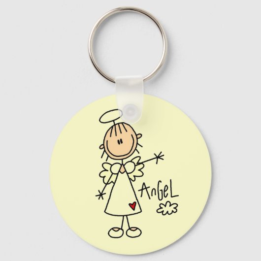 Stick Figuur Angel T-shirts en cadeautjes Sleutelhanger (Voorkant)
