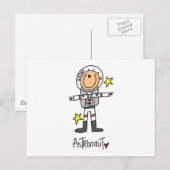 Stick Figuur Astronaut T-shirts en cadeautjes Briefkaart (Voorkant / Achterkant)