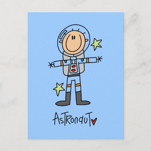 Stick Figuur Astronaut T-shirts en cadeautjes Briefkaart (Voorkant)