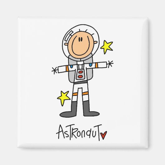 Stick Figuur Astronaut T-shirts en cadeautjes Magneet (Voorkant)