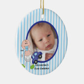 Stick Figuur Baby Boy Foto kerstversiering Keramisch Ornament (Rechts)