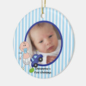 Stick Figuur Baby Boy Foto kerstversiering Keramisch Ornament (Links)