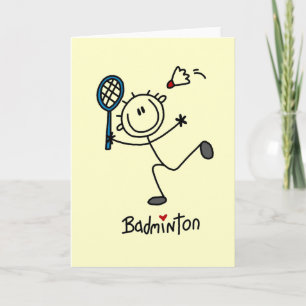 Stick Figuur Badminton T-shirts en Gifts Kaart