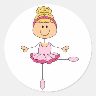 Stick Figuur Ballerina Ronde Sticker
