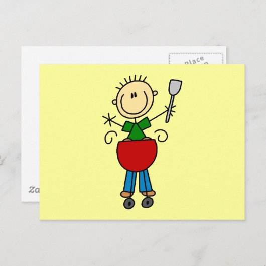 Stick Figuur Barbequing T-shirts en geschenken Briefkaart (Voorkant / Achterkant)