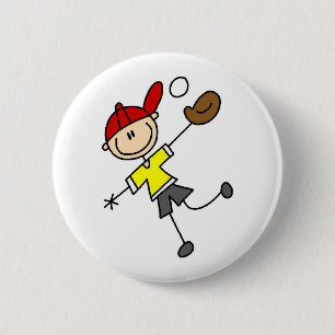 Stick Figuur Baseball Button