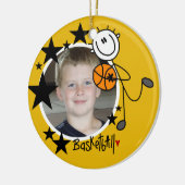 Stick Figuur Basketball Foto Ornament (Links)