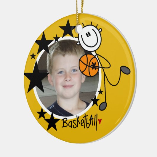 Stick Figuur Basketball Foto Ornament (Links)