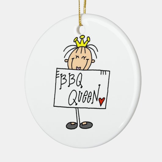 Stick Figuur BBQ Queen Keramisch Ornament (Links)