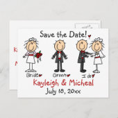 Stick figuur Bewaar de datum! Aankondigingskaart (Voorkant / Achterkant)