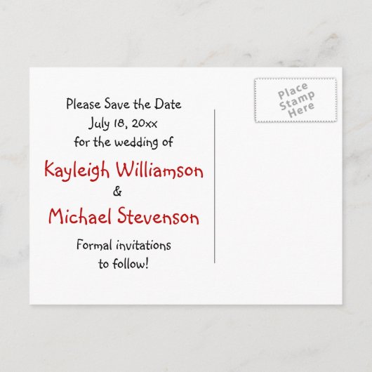 Stick figuur Bewaar de datum! Aankondigingskaart (Achterkant)