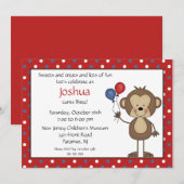 Stick figuur Boy 1st Birthday Uitnodiging (Voorkant / Achterkant)