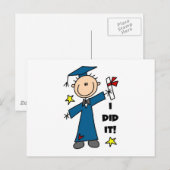 Stick Figuur Boy Afstuderen T-shirts en cadeautjes Aankondigingskaart (Voorkant / Achterkant)