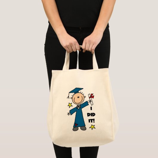 Stick Figuur Boy Afstuderen T-shirts en cadeautjes Tote Bag (Voorkant (product))
