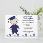Stick Figuur Boy Afstuderen Uitnodiging (Staand voorkant)