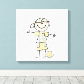 Stick Figuur Boy Canvas Afdruk (Insitu (Houten vloer))