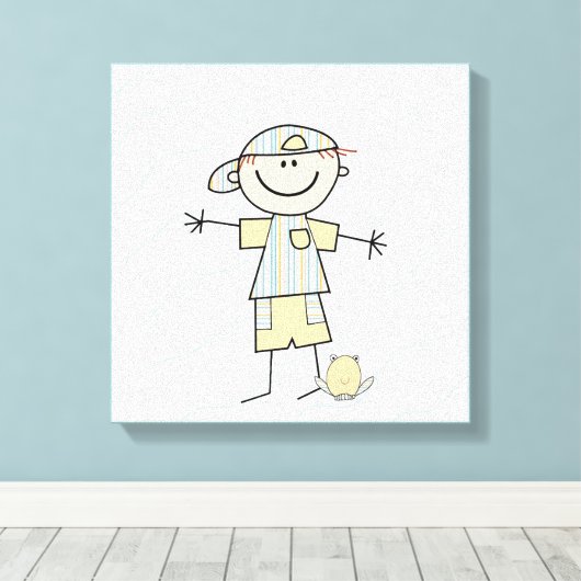 Stick Figuur Boy Canvas Afdruk (Insitu (Houten vloer))