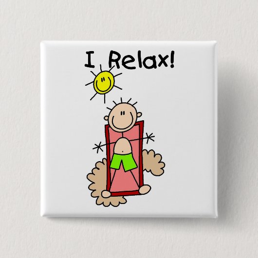 Stick Figuur Boy I Relax Vierkante Button 5,1 Cm (Voorkant)
