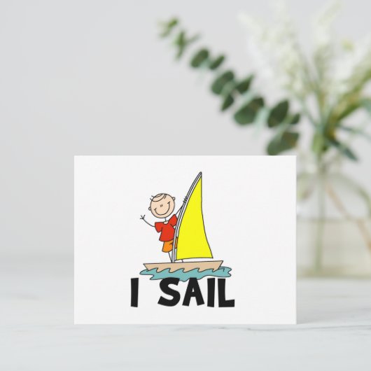 Stick Figuur Boy I Sail Briefkaart (Staand voorkant)