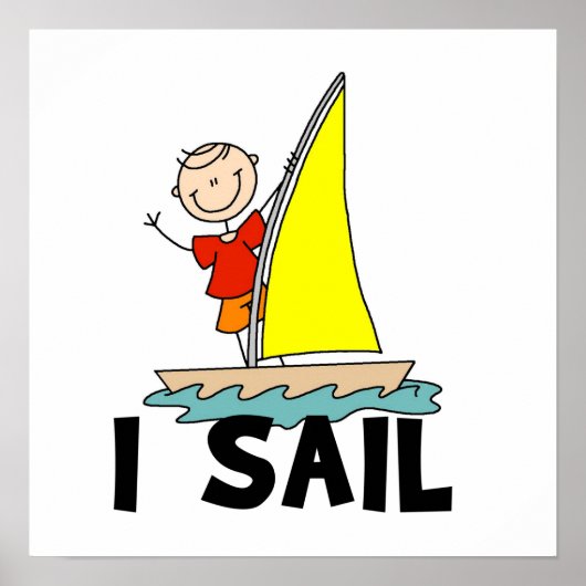 Stick Figuur Boy I Sail Poster (Voorkant)