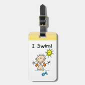 Stick Figuur Boy I Swim Bagagelabel (Voorkant verticaal)