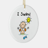 Stick Figuur Boy I Swim Keramisch Ornament (Rechts)