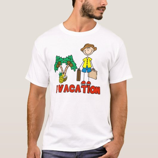 Stick Figuur Boy I Vacation T-shirts (Voorkant)